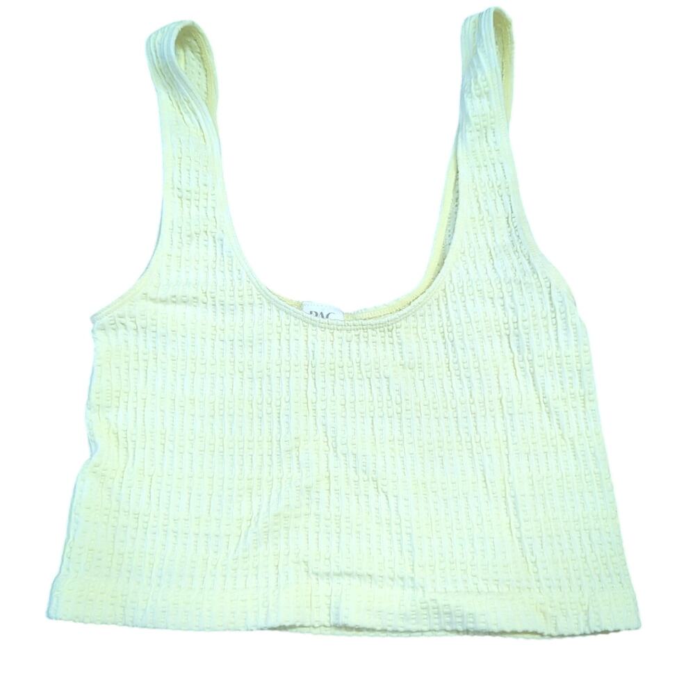 PACSUN Pacific Cares Crop Tank Top Size Small Yellow Sleeveless Spring Summer